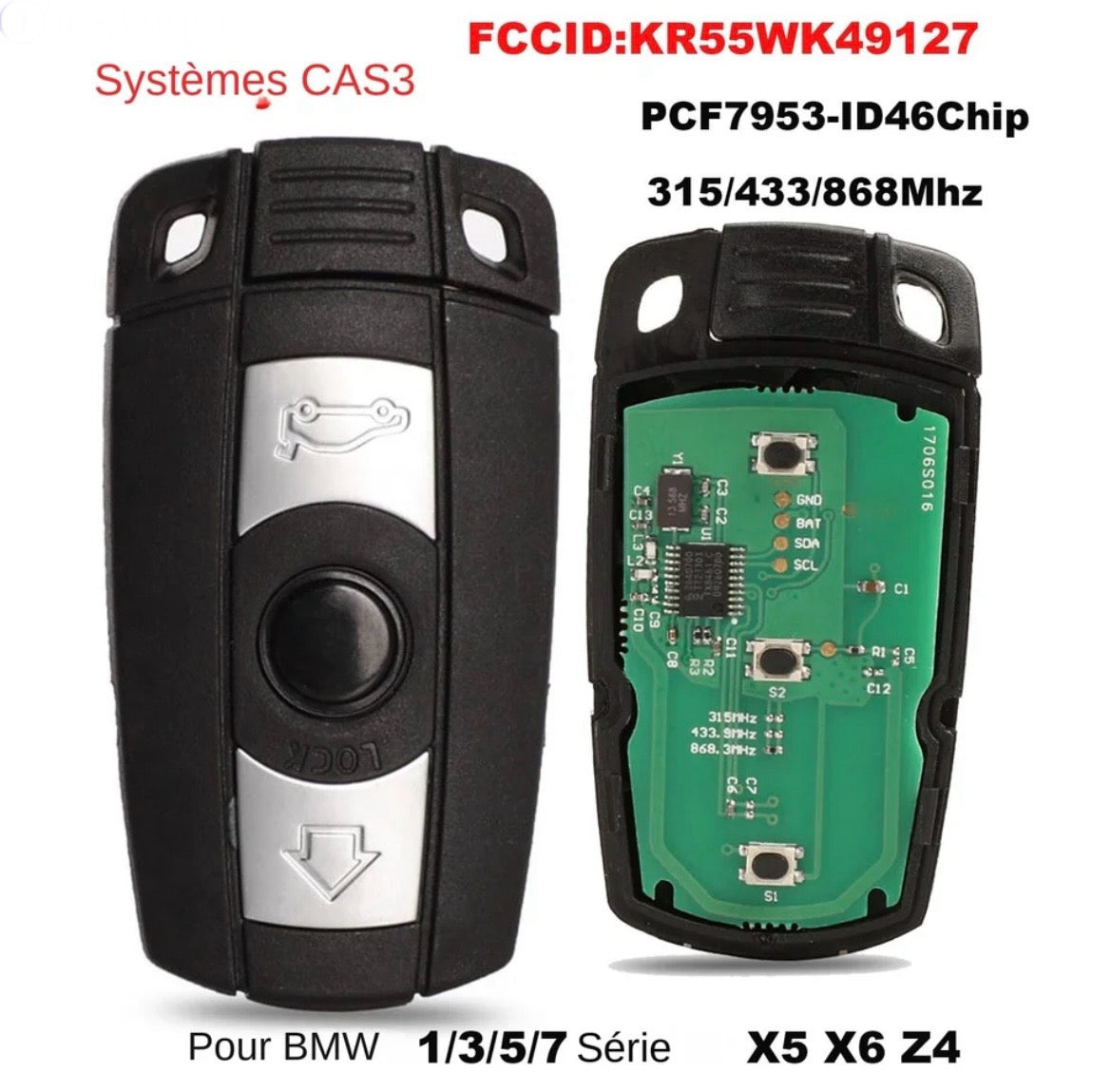 Clé télécommande compatible BMW CAS3 ID-46