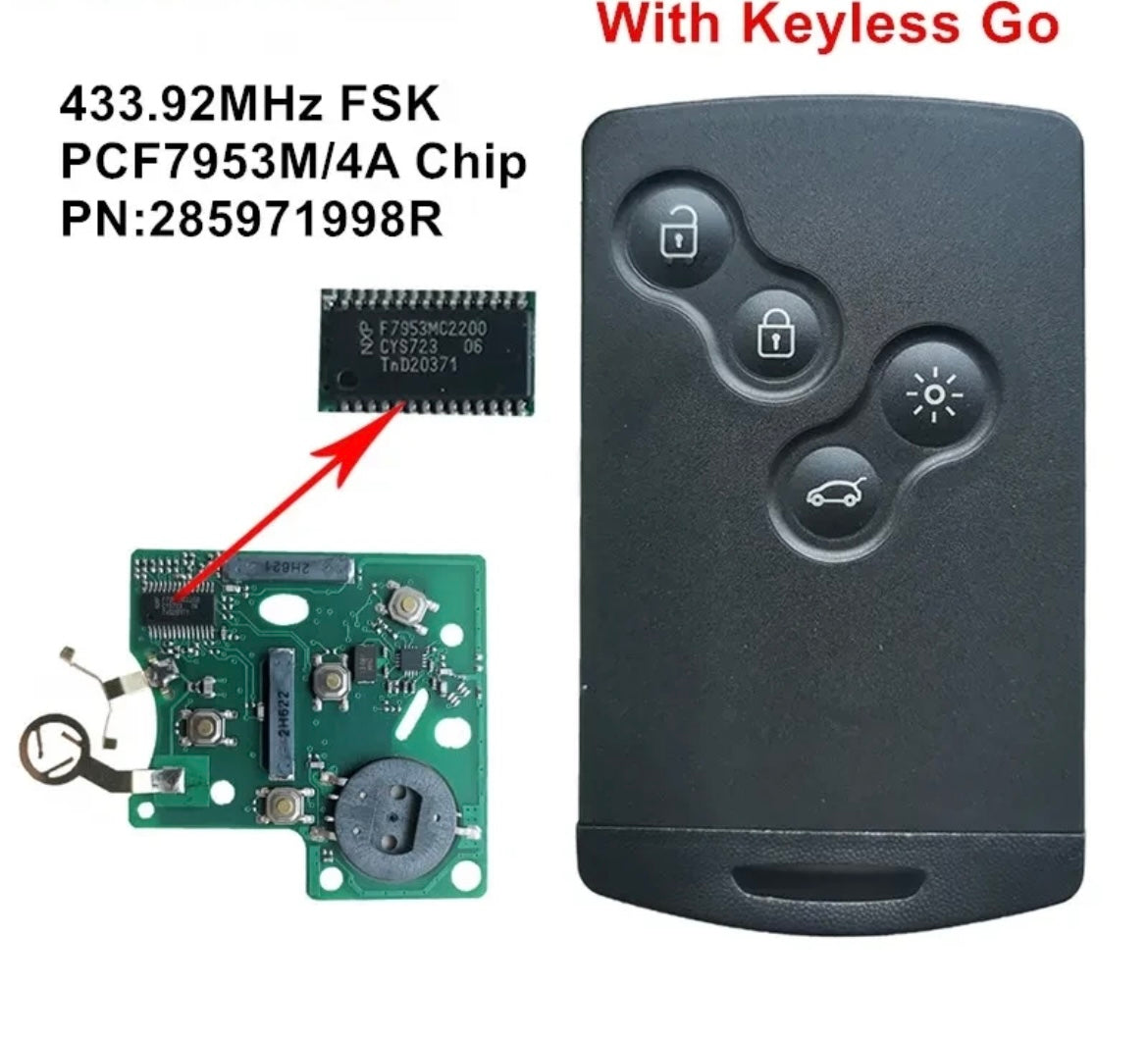 Clé télécommande 4A compatible Renault clio4/captur